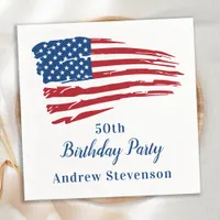 Patriotic American Flag 50th Birthday Party Napkins