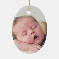 Baby's First Christmas Baby Photo Blue Christmas Ceramic Ornament