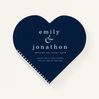 Minimalist Navy Blue Wedding Heart Guest Book