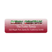 Merry Christmas Green and Red Bubbly Lettered Label