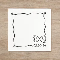 Chic Hand Drawn Bowtie Pasta Dinner Party Wedding Napkins