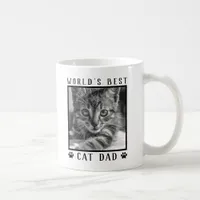 World's Best Cat Dad Paw Prints Black White Photo Coffee Mug