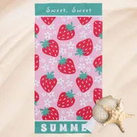 Strawberry Sweet Summer Cute Pink Beach Towel