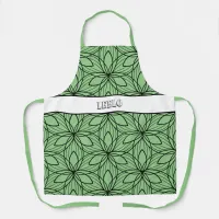 Geometric Black and Green Art Smock Apron