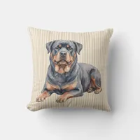 Watercolor Rottweiler Dog Throw Pillow Cover