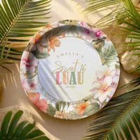 Hawaiian Luau Sweet Sixteen Floral Border ID1092 Paper Plates