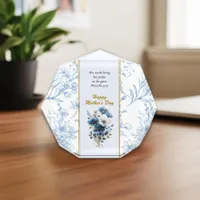 Modern Blue White Floral Bible Verse Photo Block