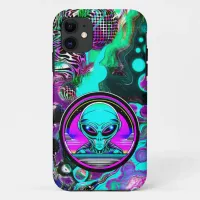 Extra Terrestrial Alien Flying a UFO iPhone 11 Case