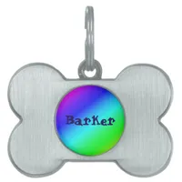 Colorful Rainbow Green Blue Purple Diagonal Blend Pet ID Tag