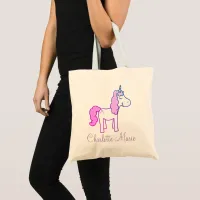 Custom Pink Purple & Blue Unicorn Tote Bag