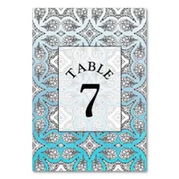 Blue Mandala Wedding Table Number Card