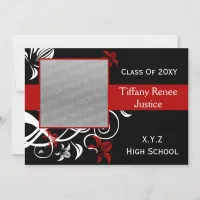 elegant red Graduation photo Invitation