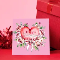 Elegant Romantic Roses and Heart Valentine's Day Card