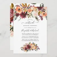 Bordo Peach Watercolor Floral Virtual Wedding Invitation