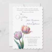 Romantic and Poetic Pastel Tulips Watercolor Invitation