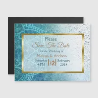 Blue Mandala Save the Date Wedding Magnetic Card