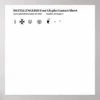IM FELL ENGLISH Font Glyphs Contact Sheet Poster