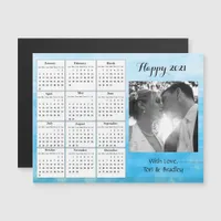Wedding Photo Blue Gradient  Mini 2021 Calendar Magnetic Invitation