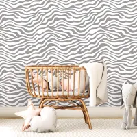 Gray and White Zebra Stripe Wallpaper