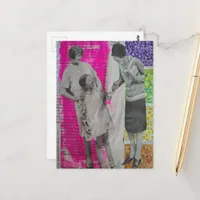Two Women and a Girl Colorful Collage Postcard