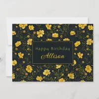 Elegant Yellow Buttercup Flower Pattern Birthday Card