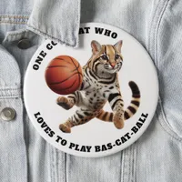 One Cool Cat Who Loves to Play Bas-cat-ball Button