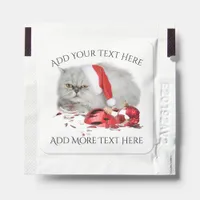 Funny Grumpy Christmas Kitty Cat Red Hand Sanitizer Packet