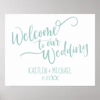 Brush Wedding Welcome Sign | Light Turquoise