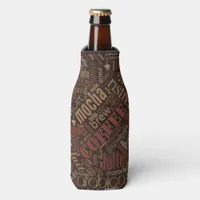 Coffee on Burlap Word Cloud Brown ID283 Bottle Cooler