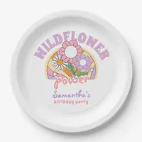 Groovy 70s Retro Wildflower Flower Power Birthday Paper Plates