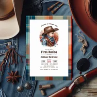 “First Rodeo” Rustic Cowboy 1st Birthday Invitation