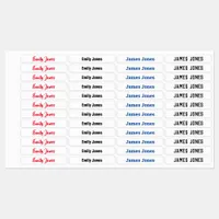 Variety Of Typography Names Blue Black Red Iron on Kids' Labels