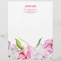 Modern Pink Gray Florals Letterhead