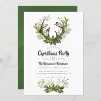 Watercolor Rustic Reindeer Christmas Party Invitation