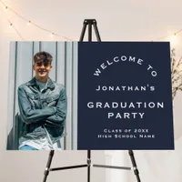 Grad 2025 Male Photo Welcome Graduation Party Navy Foam Board