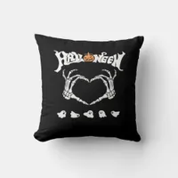 Skeleton Hand With Halloween Theme Dark Seasonal Throw Pillow
