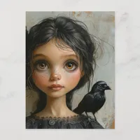 The Girl with a Black Bird Postcard