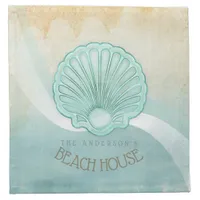 Beach House Clam Shell Aqua Blue ID623 Cloth Napkin