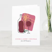 Artsy Gift Wine Glass Bottle Merry Christmas Holiday Card