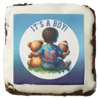 Football Baby Boy and Teddy Baby Shower It's a Boy Brownie