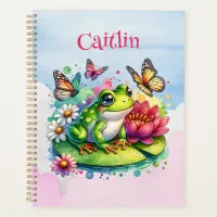 Personalized Frog, Flowers and Butterflies Planner