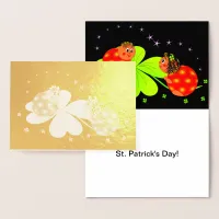 Lady Bugs on a Shamrock with Stars , ZKOA Foil Card