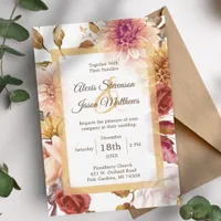 Peach Floral Elegant Wedding Invitation