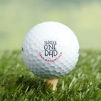 Number One Dad Black Name Red Typography Golf Balls