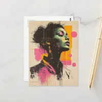Pink Orange Woman Postcard