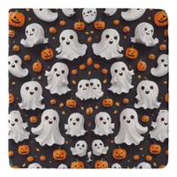 Halloween Ghost and Pumpkin Trivet