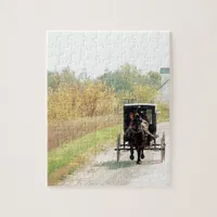 Autumn Amish Horse and Buggy Jigsaw Puzzle