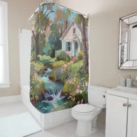 Woodland Haven: A Tranquil Retreat in the woods Shower Curtain