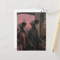 pigeons that became shopping spies encaustic art postcard