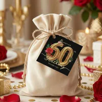 Elegant Gold 60th Birthday Red Pink Rose Black Favor Tags